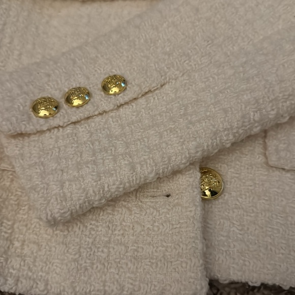 URBAN REVIVO Women's Casual Business Cropped Tweed Blazers Jacket with Pocket - Picture 4 of 5